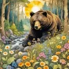 Brown Bear In Forest Diamond Painting
