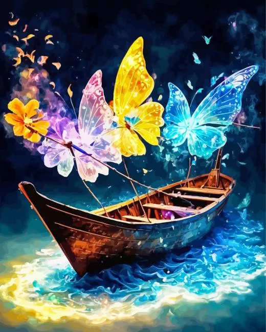 Butterfly Boat Diamond By Numbers Butterfly Boat Diamond Painting