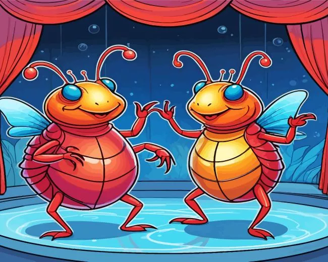 Cartoon Bugs Dancing Diamond With Numbers Cartoon Bugs Dancing Diamond Painting