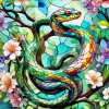 Colorful Snake On Branch Diamond Painting