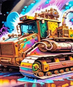 Colorful Bulldozer Diamond Painting