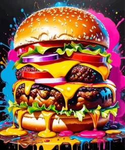 Colors Splash Burger Diamond Painting