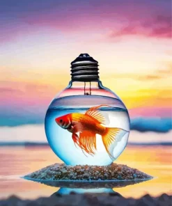 Fish In A Bulb Diamond Painting