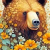 Floral Brown Bear Art Diamond Painting