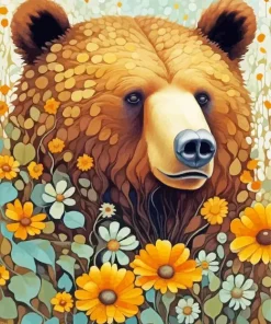 Floral Brown Bear Art Diamond Painting