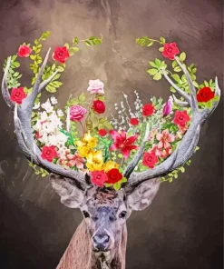 Floral Buck Antlers Diamond Painting