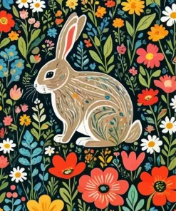 Folk Bunny Diamond Painting