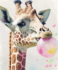 Giraffe Blowing Bubble Diamond Painting