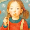 Girl Blowing Bubbles Art Diamond Painting