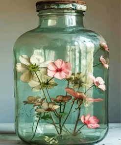 Glass Bottle With Flowers Diamond Painting