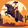 Illustration Bull Rider Diamond Painting