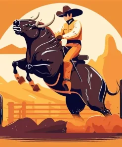 Illustration Bull Rider Diamond Painting