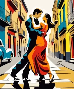 Illustration Buenos Aires Tango Dancers Diamond Painting