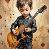 Little Boy Holding Guitar Diamond Painting