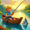 Little Boy Fishing Diamond Painting