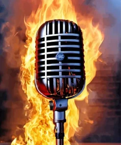 Microphone On Fire Diamond Painting