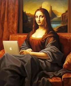 Mona Lisa And Laptop Diamond Painting