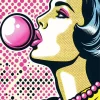 Pop Art Woman Blowing Bubble Gum Diamond Painting