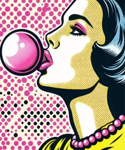 Pop Art Woman Blowing Bubble Gum Diamond Painting
