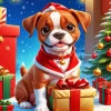 Santa Brown Boxer Puppy Diamond Painting