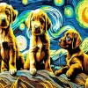 Starry Night Brown Puppies Diamond Painting