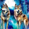 Two Brown Wolves Diamond Painting