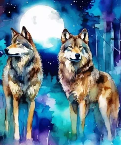 Two Brown Wolves Diamond Painting