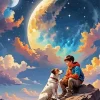 Young Boy And His Dog Diamond Painting