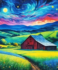Aesthetic Field Barn Diamond Painting