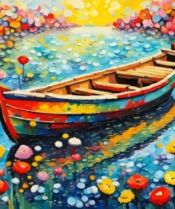 Aesthetic Flower Boat Art Diamond Painting