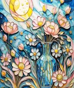 Aesthetic Flower In Glass Vase Art Diamond Painting