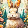 Aesthetic Flowers And Bunny Diamond Painting