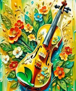 Aesthetic Flowers Violin Art Diamond Painting