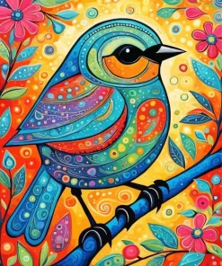 Aesthetic Folk Art Bird Diamond Painting