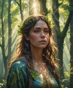Aesthetic Forest Girl Diamond Painting
