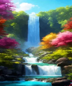 Aesthetic Forest Waterfall Diamond Painting