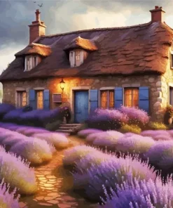 Aesthetic French Lavender Cottage Diamond Painting