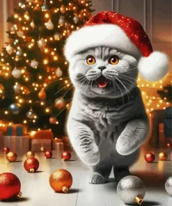 Aesthetic Funny Christmas Cat Art Diamond Painting