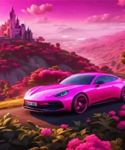 Aesthetic Pink Car Art Diamond Painting