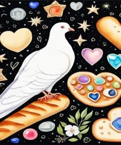 Aesthetic White Pigeon Diamond Painting