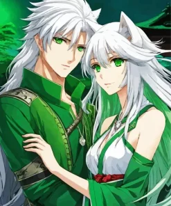Anime Boy And Girl Wolf Diamond Painting