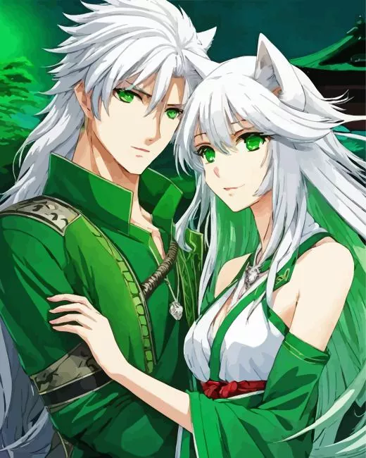 anime boy and girl wolf Diamond Dotz Anime Boy And Girl Wolf Diamond Painting