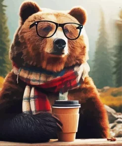 Brown Bear With Glasses Diamond Painting