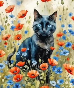 Black Cat Blue Eyes Art Diamond Painting