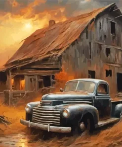 Black Truck Barn Diamond Painting