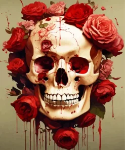 Bloody Flowers Skull Diamond Painting