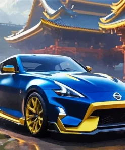 Blue And Gold Nissan Z Diamond Painting