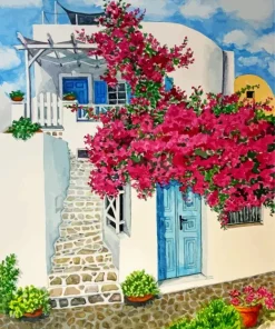 Bougainvillea Santorini Art Diamond Painting
