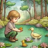 Boy And Ducks Diamond Painting