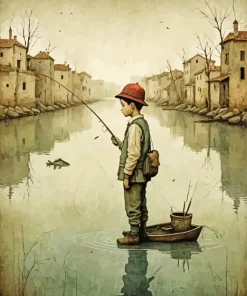 Boy Fishing Diamond Painting